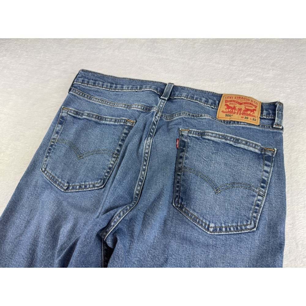 Levi's 505 Regular Fit Jeans 36x32 Blue Denim Straight Leg Mens